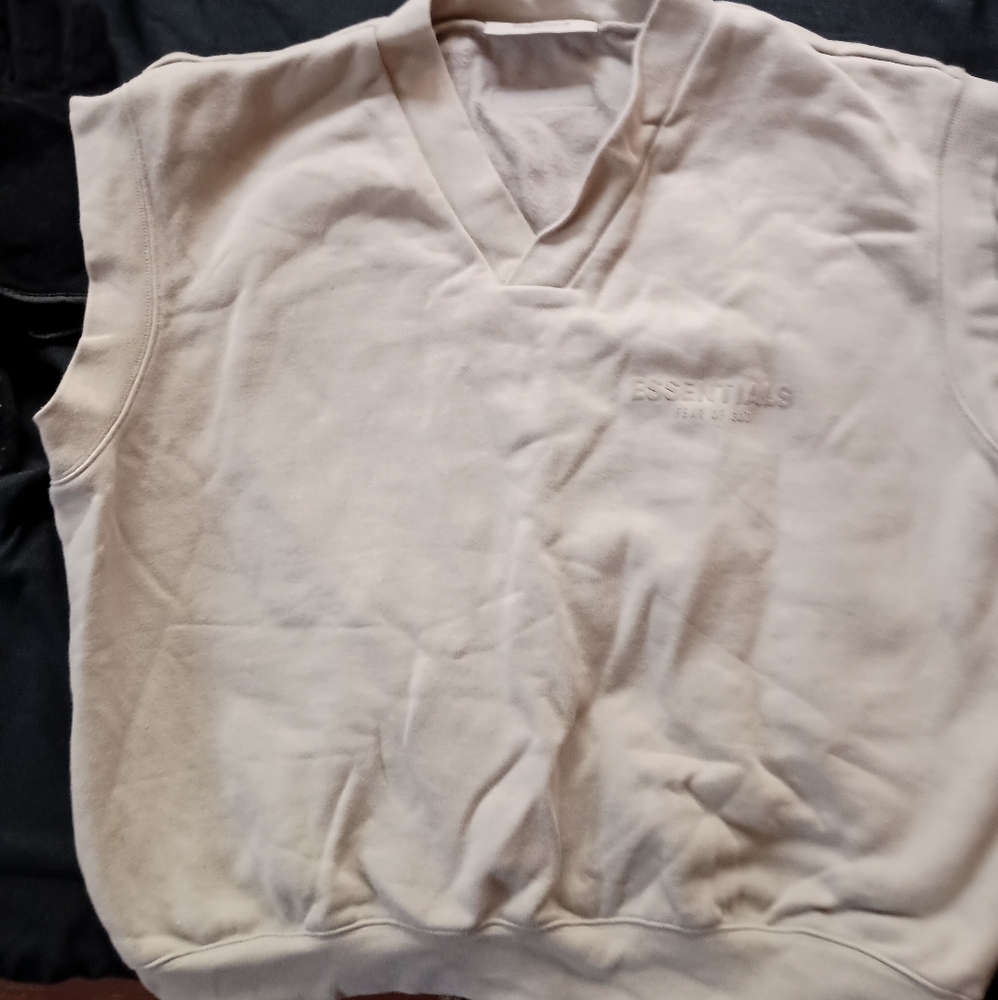 Essentials Beige Sleeveless Sweatshirt/Vest